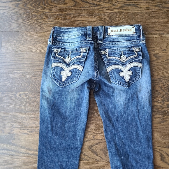 Rock Revival Blue Denim Jeans women's sz. 26 embellished pockets - Picture 4 of 11